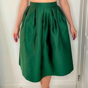 Midi emerald green high waist bubble skirt